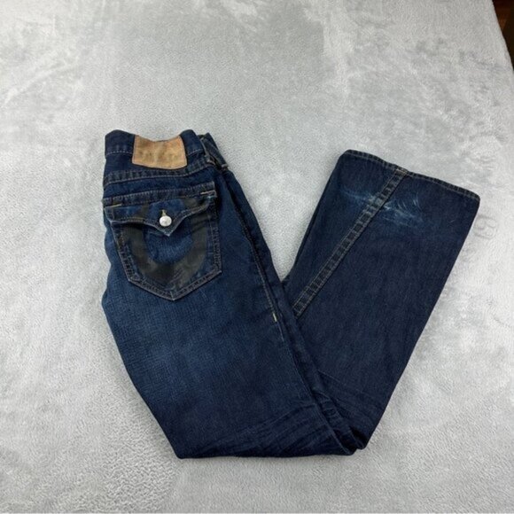 Vintage True Religion Mens Size 30x33 Embroidered Flared Jeans Made in USA - Picture 1 of 6